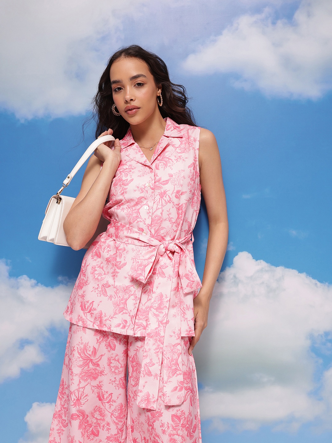 

CORSICA Floral Print Top with Trousers, Pink
