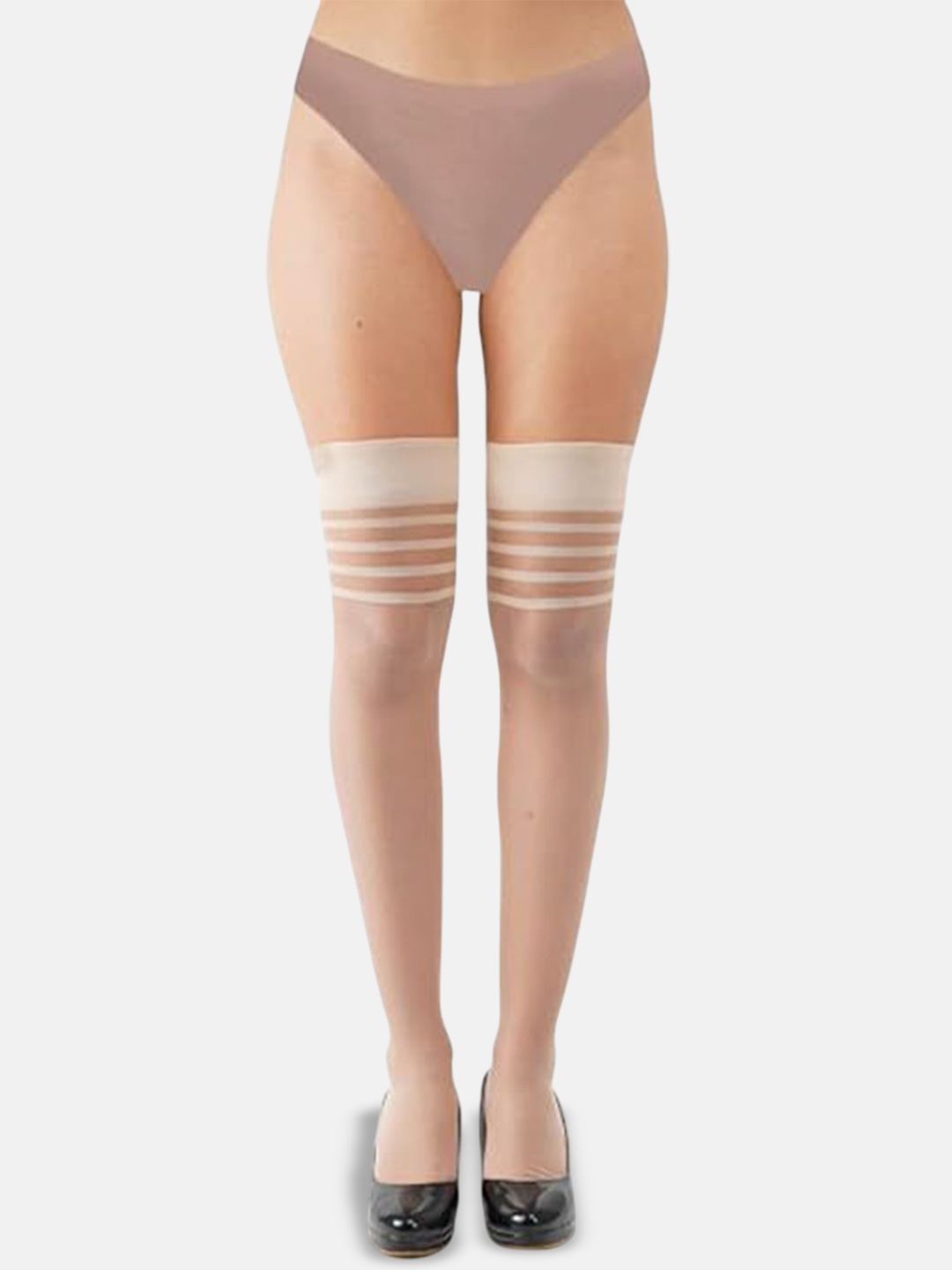 

NESKA MODA Sheer Thigh High Stockings, Beige