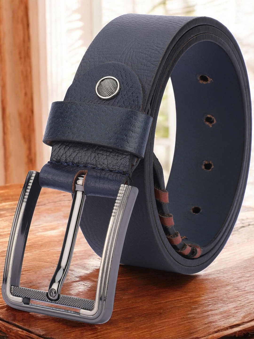 

WROGN Men Leather Formal Belt, Blue