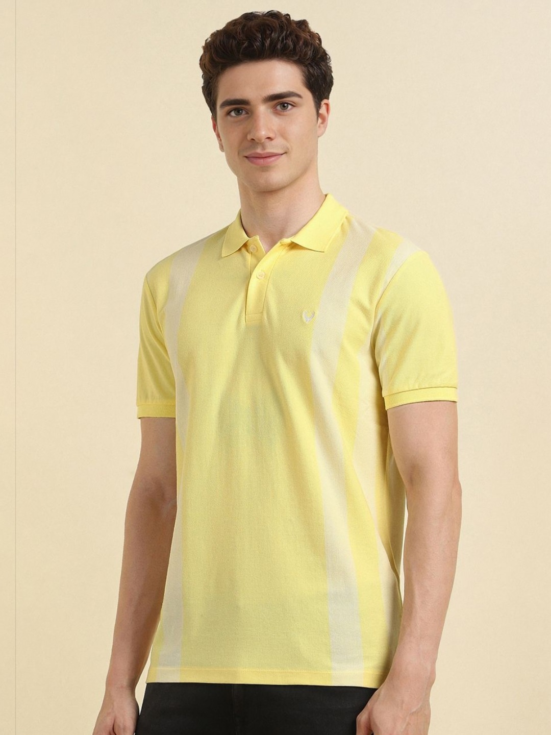 

Allen Solly Men Striped Polo Collar Pockets T-shirt, Yellow