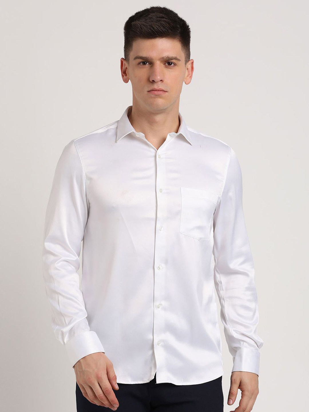 

Turtle Men Classic Slim Fit Opaque Party Shirt, White