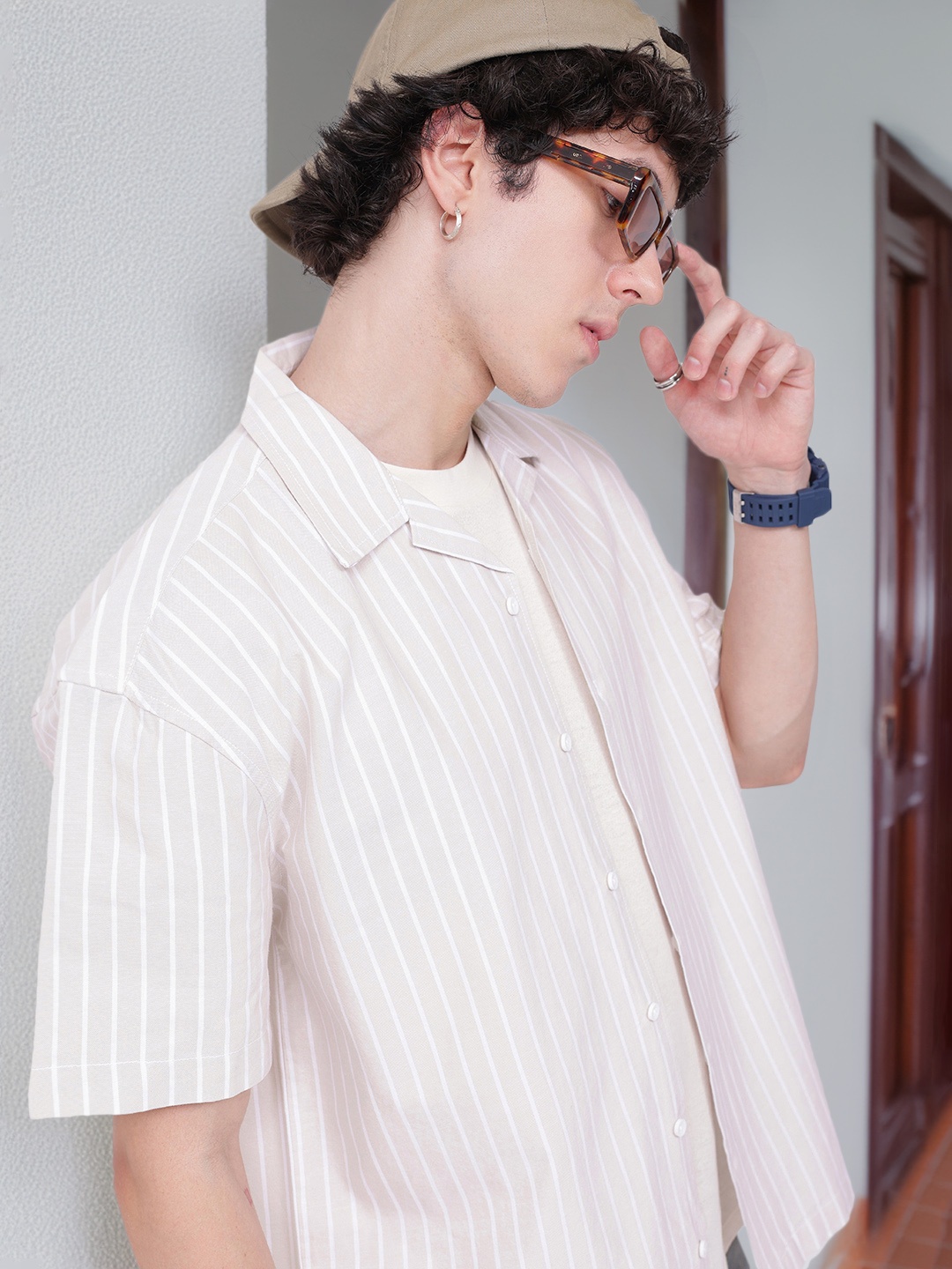 

Kooch N Keech Sandy Scenes Striped Relaxed Shirt, Beige