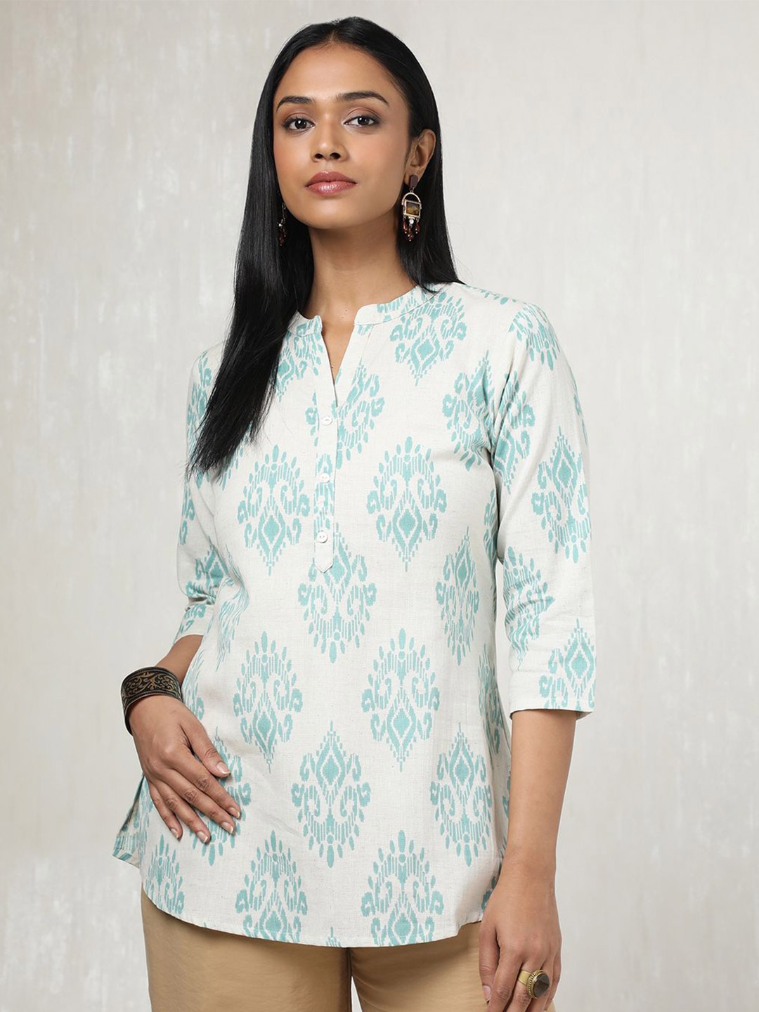 

Soch Mandarin Collar Printed Tunic, White