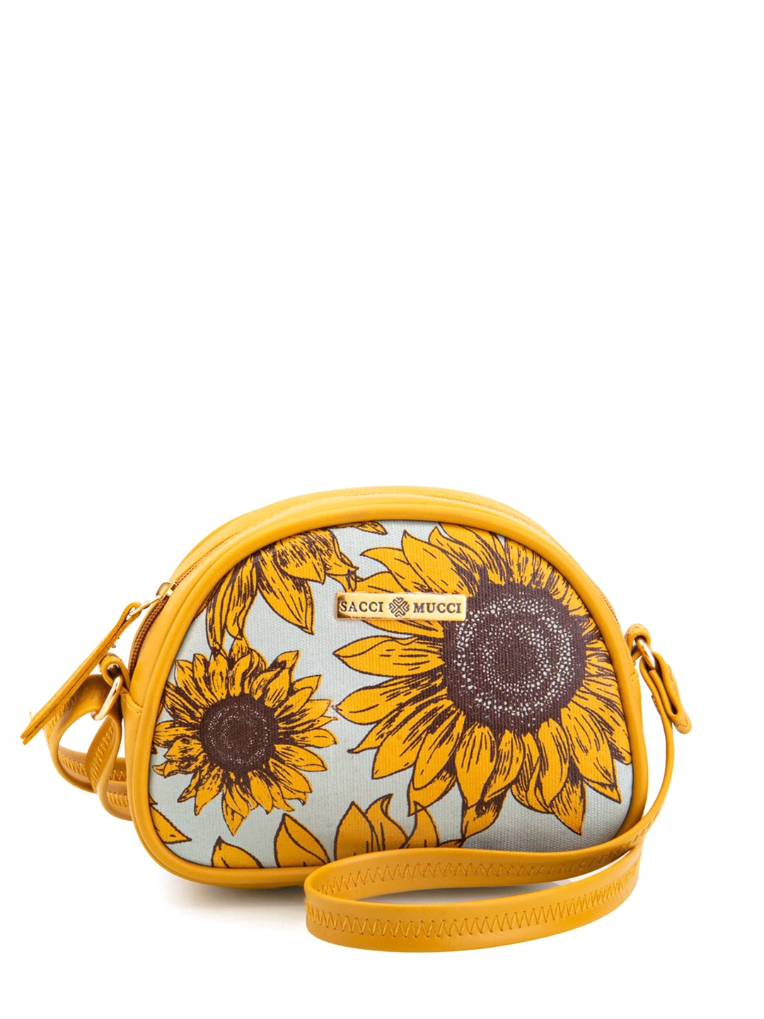 

Sacci Mucci Floral Printed Sling Bag with Applique, Yellow