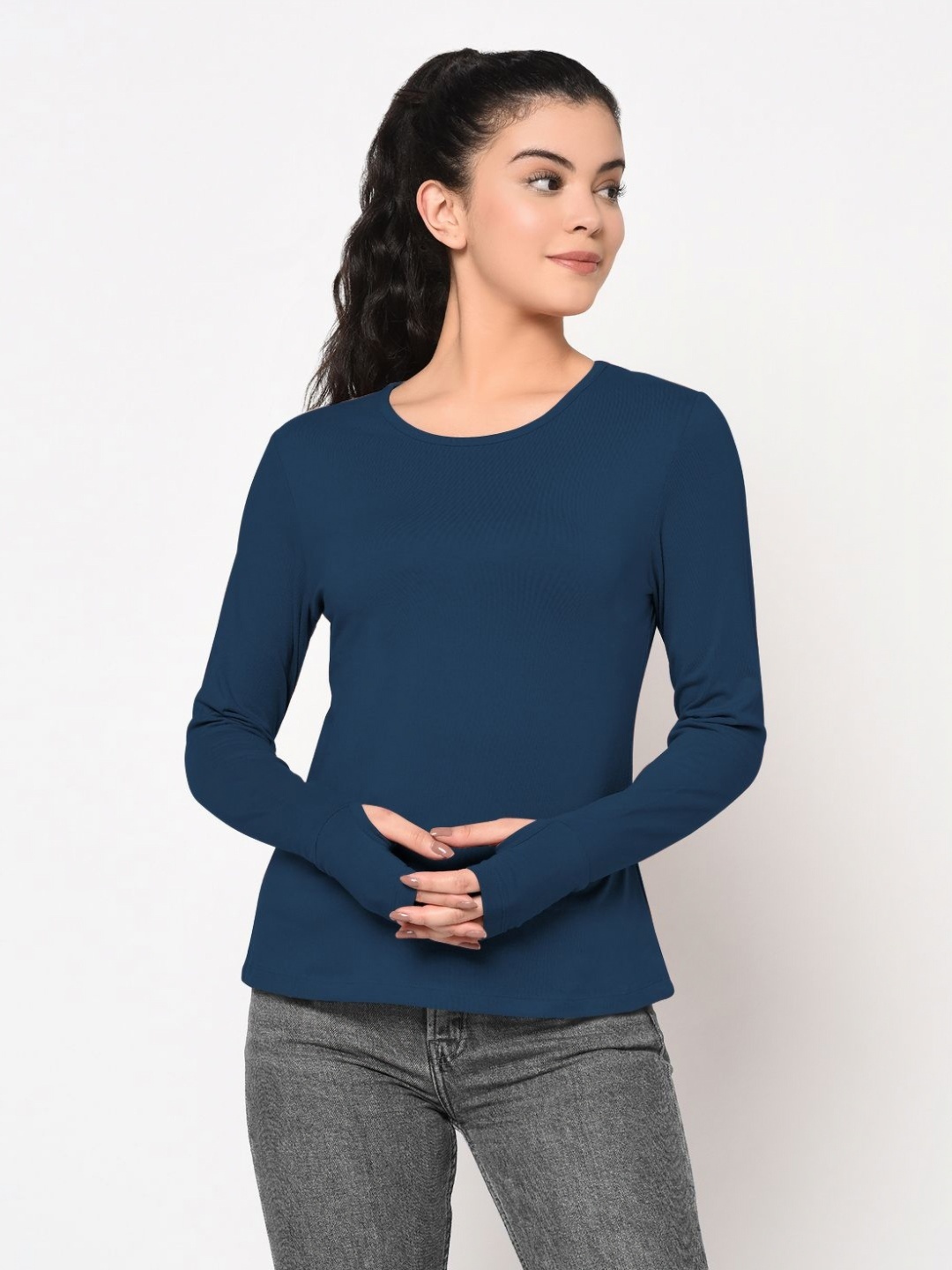 

Metronaut Women Pockets Slim Fit T-shirt, Navy blue