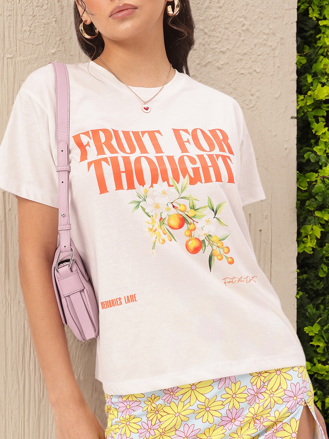

DressBerry Tropical Blast Printed Relaxed Fit T-shirt, White