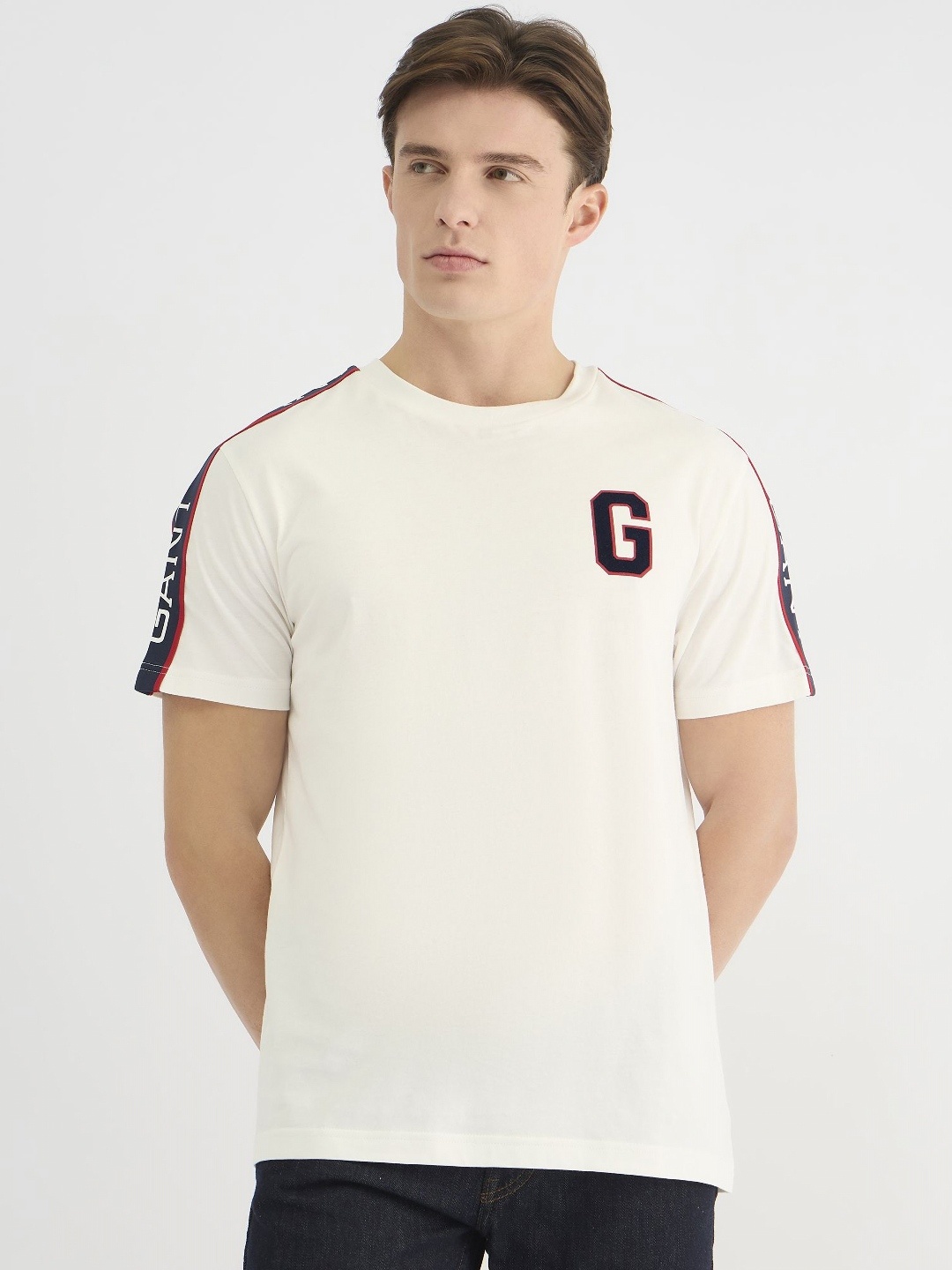

GANT Men Brand Logo Pure Cotton Applique T-shirt, White
