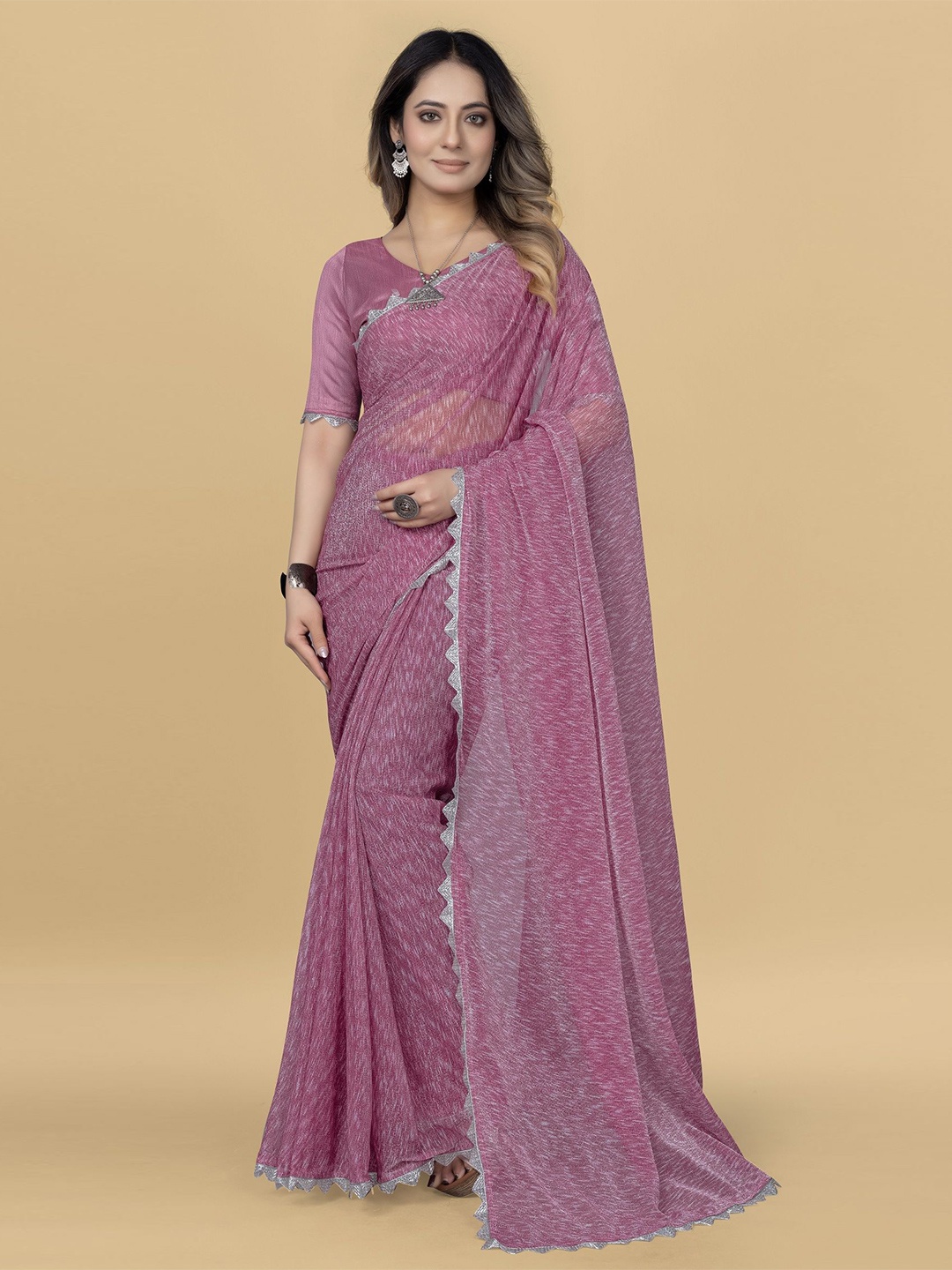 

Aika Embellished Saree, Coral