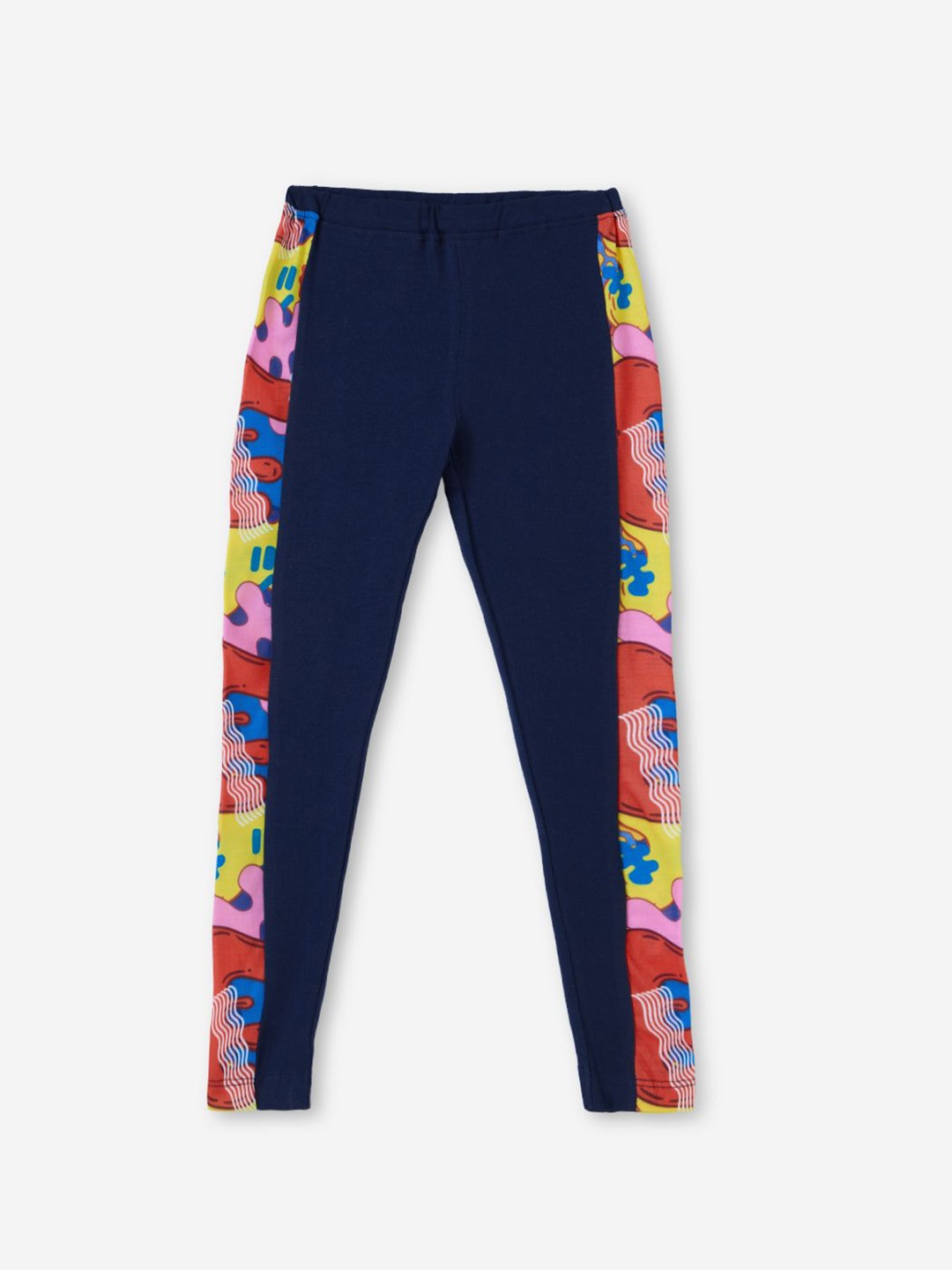 

The Souled Store Girls Swirl Printed Mid-Rise Ankle-Length Leggings, Blue