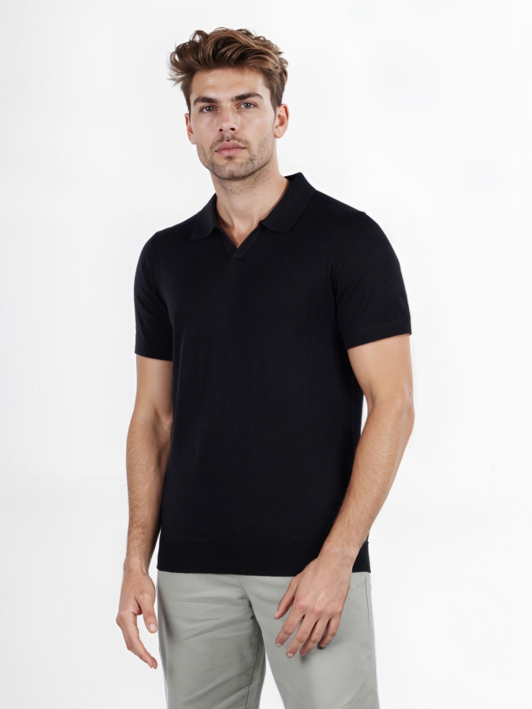 

Celio Men Polo Collar Pockets Slim Fit T-shirt, Black