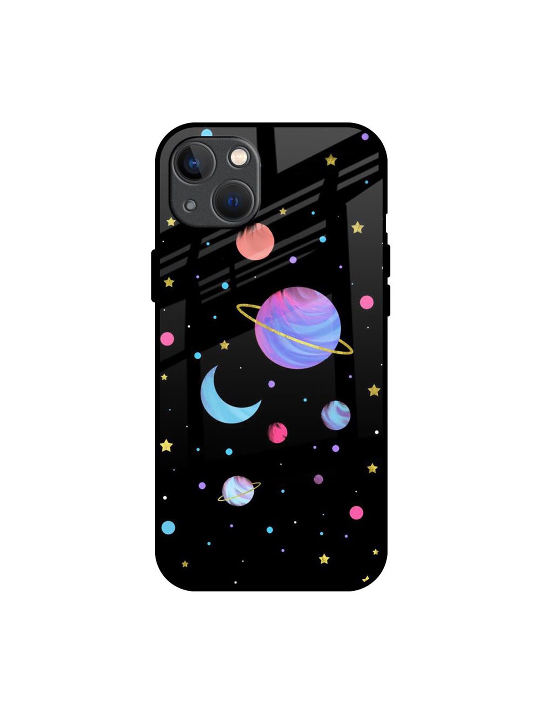 

QRIOH Quirky Printed iPhone 13 Mini Back Case Mobile Accessories, Black
