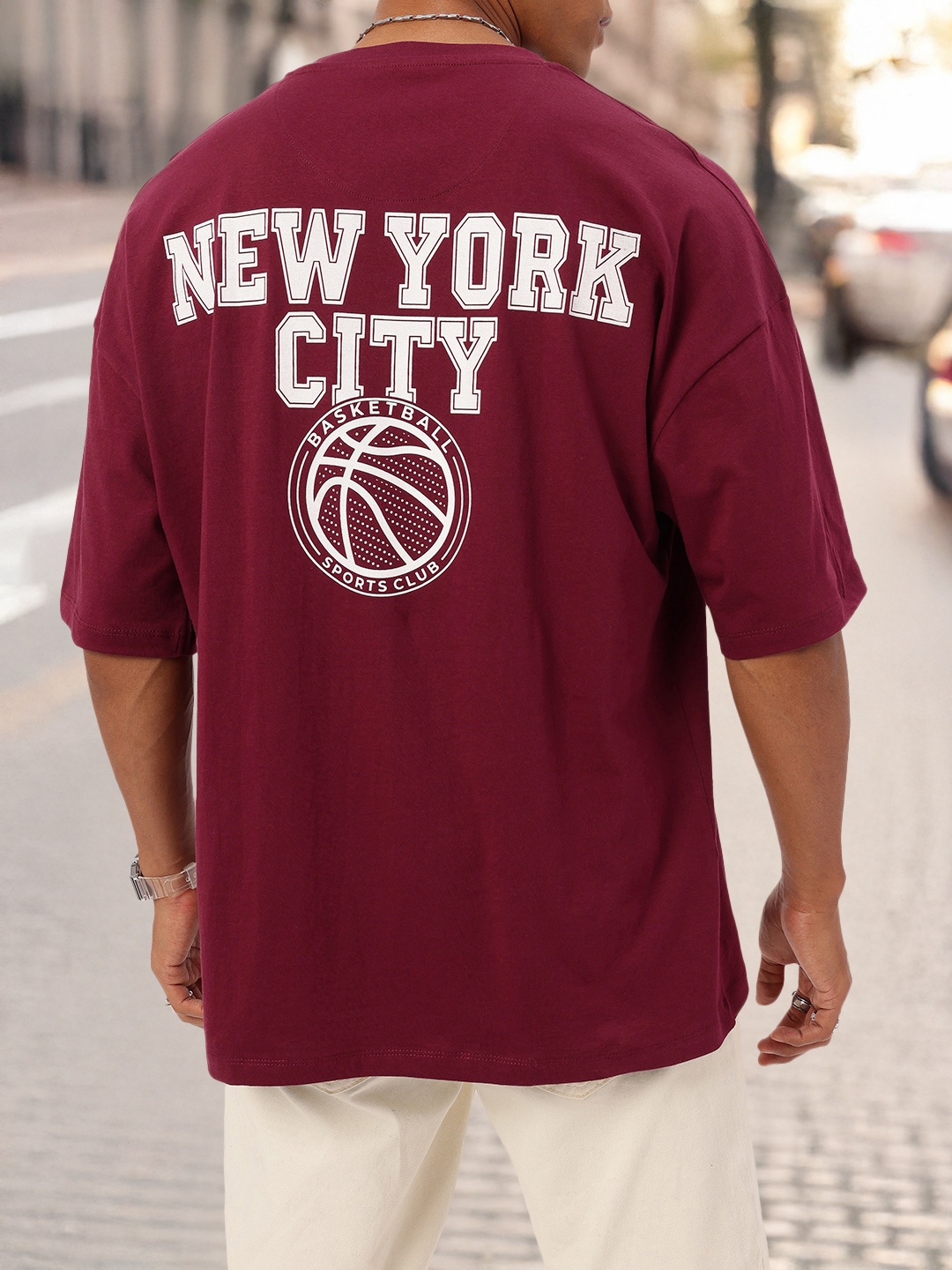 

Kook N Keech Sporty Vibe Printed Oversized Fit T-shirt, Maroon