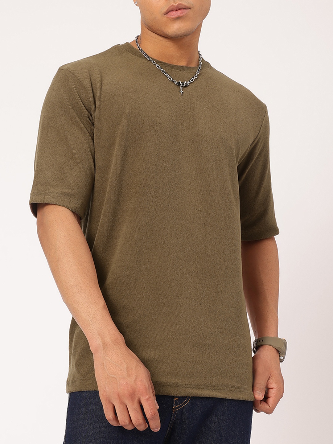 

Kook N Keech Laidback Luxe Military Inspired Towelling T-shirt, Olive
