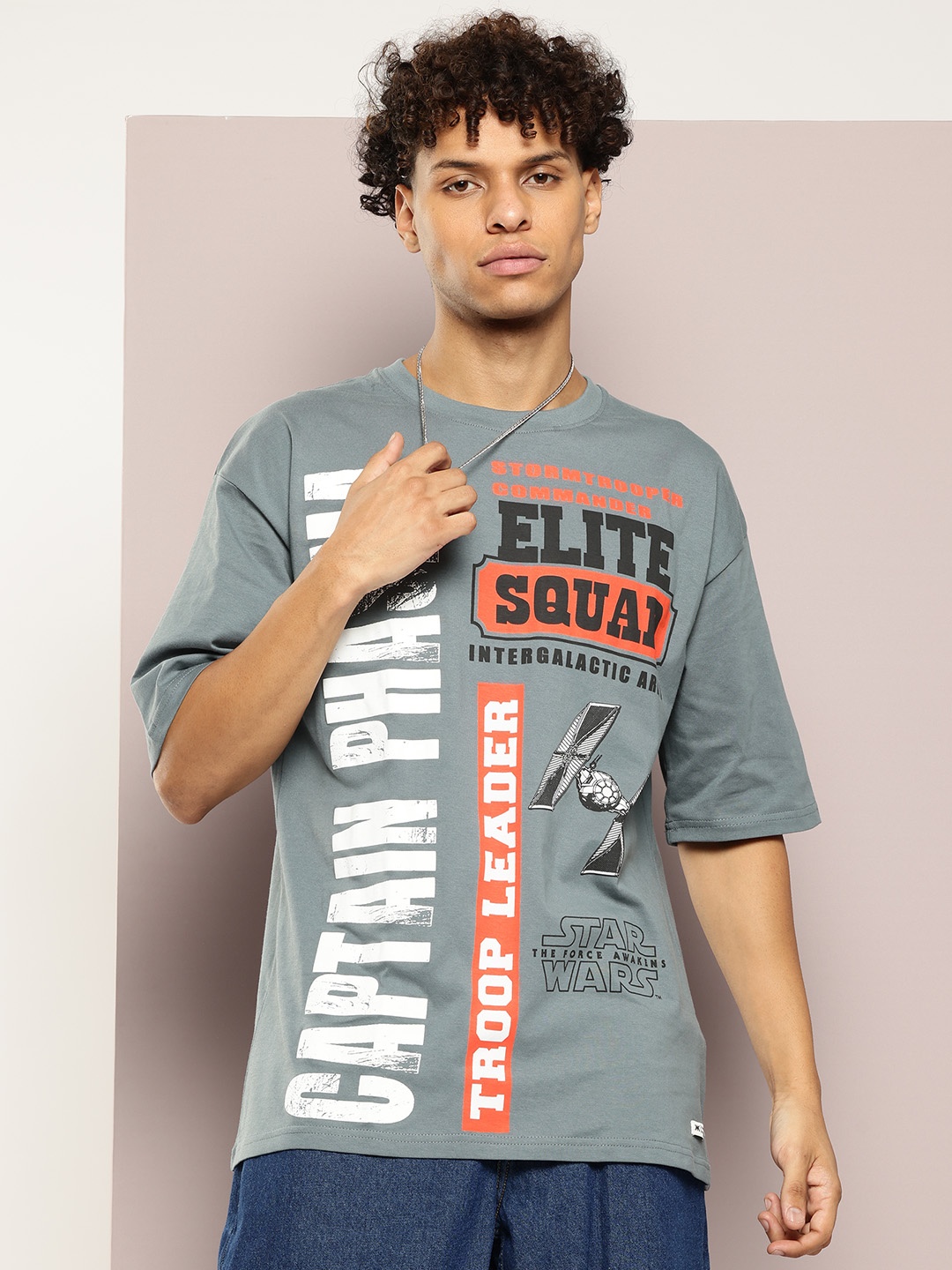 

Kook N Keech Star Wars Printed Oversized Pure Cotton T-shirt, Grey