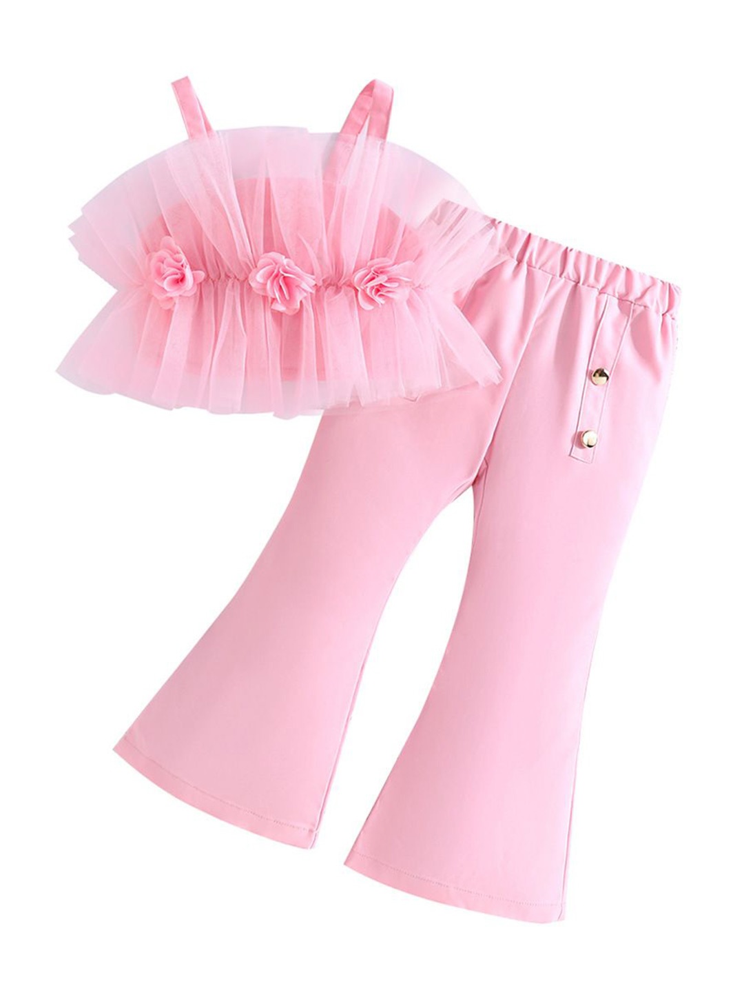 

StyleCast x Revolte Girls Shoulder Straps Top With Palazzos, Pink