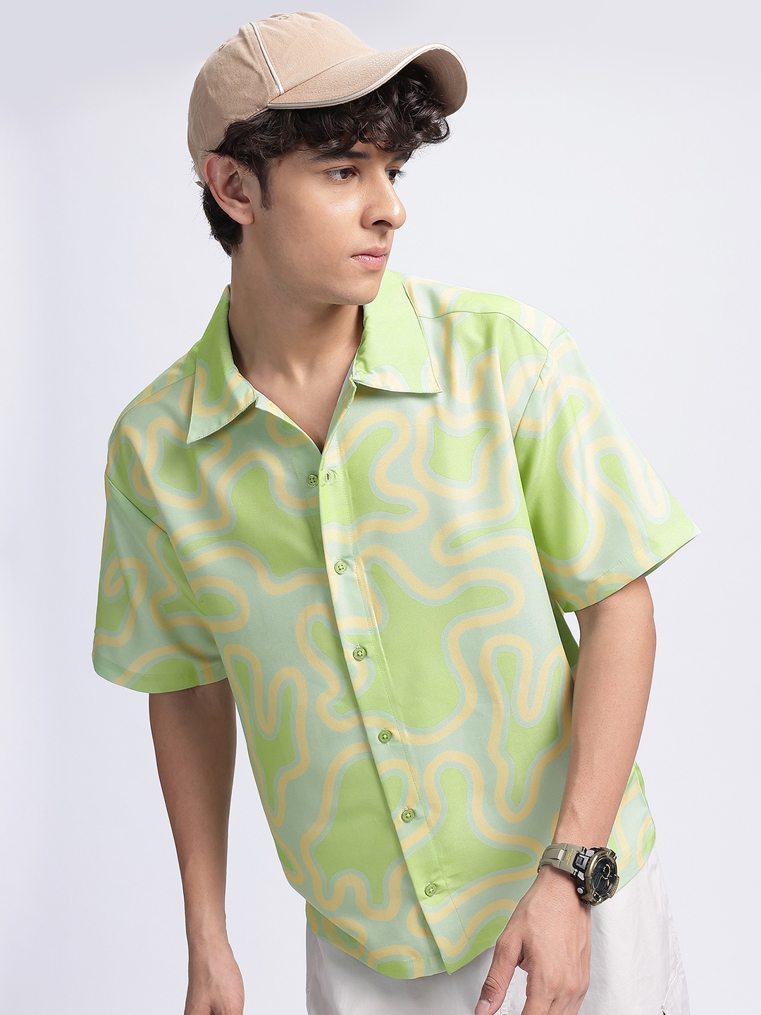 

glitchez Comfy Culture Printed Relaxed Shirt, Green