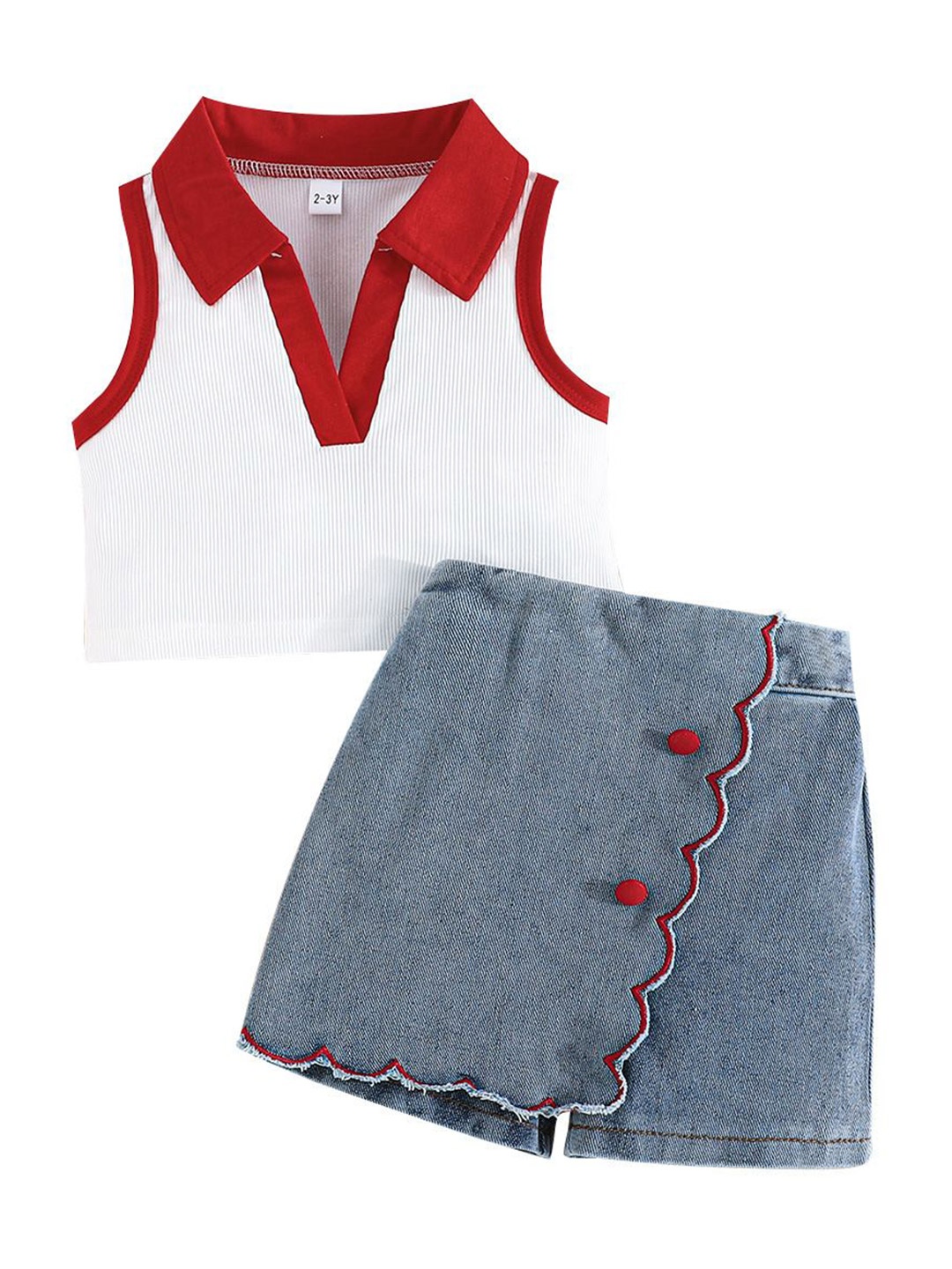 

StyleCast x Revolte Girls Polo Collar Top With Shorts, Red