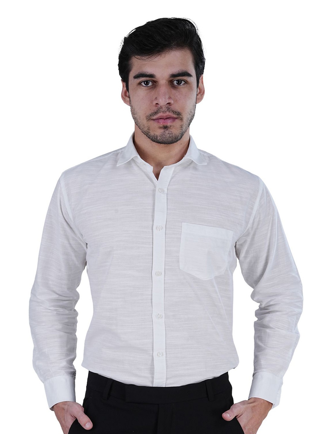 

TEEMOODS Men Club Slim Fit Opaque Formal Shirt, White