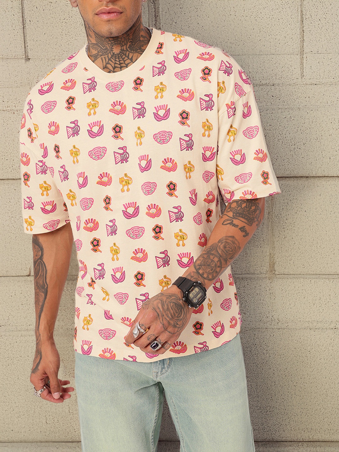 

Kook N Keech Street Cool Graphic Printed Relaxed Fit T-shirt, Cream
