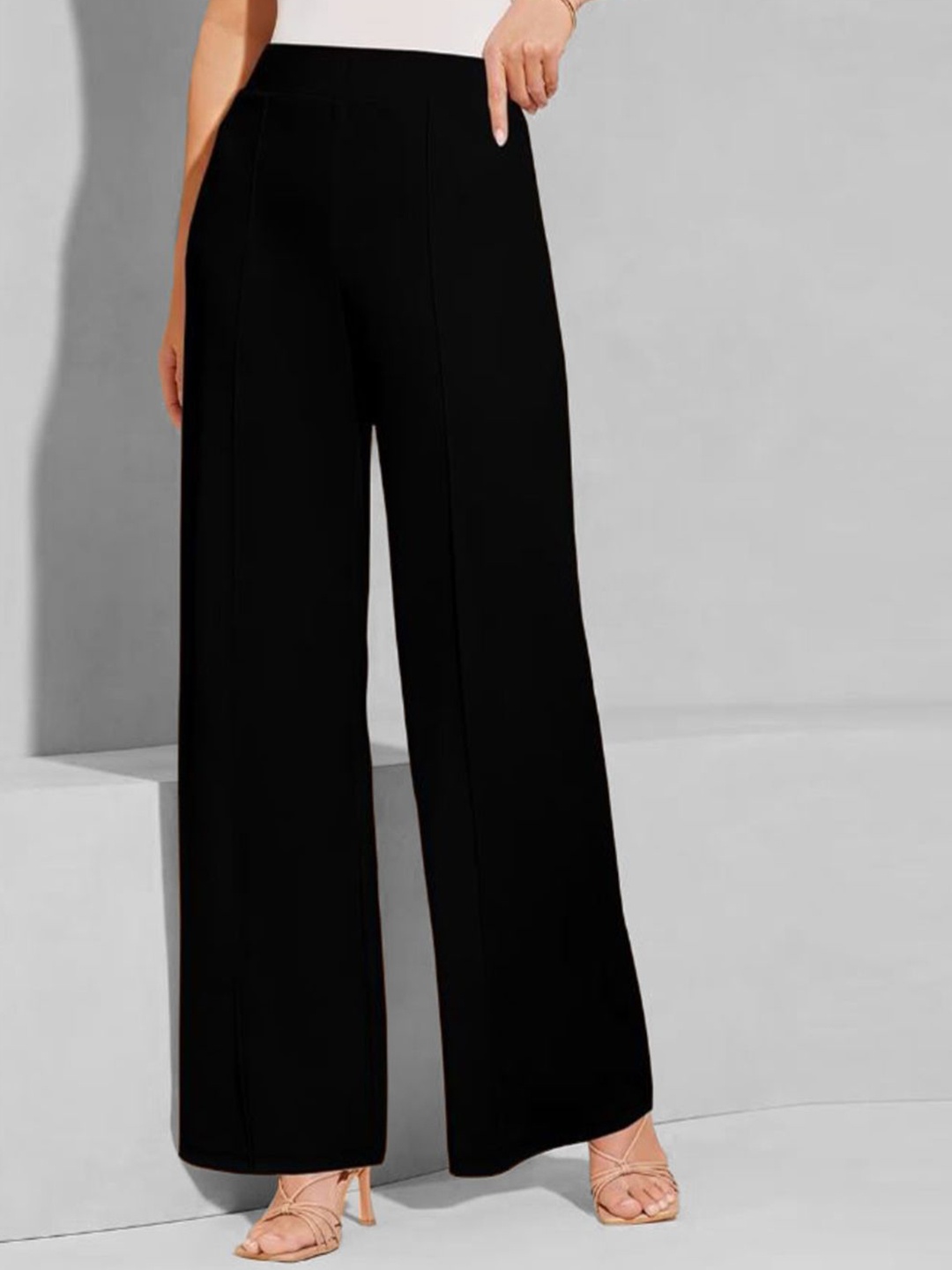 

BAESD Women Relaxed Straight Leg High-Rise Trousers, Black