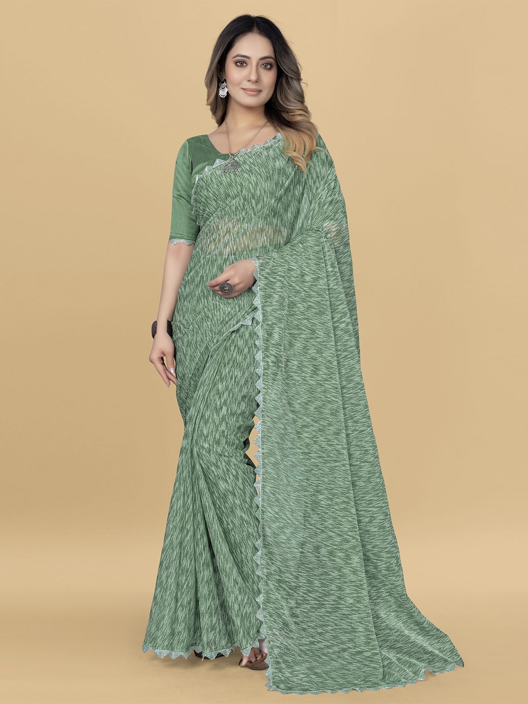 

Aika Embellished Saree, Green