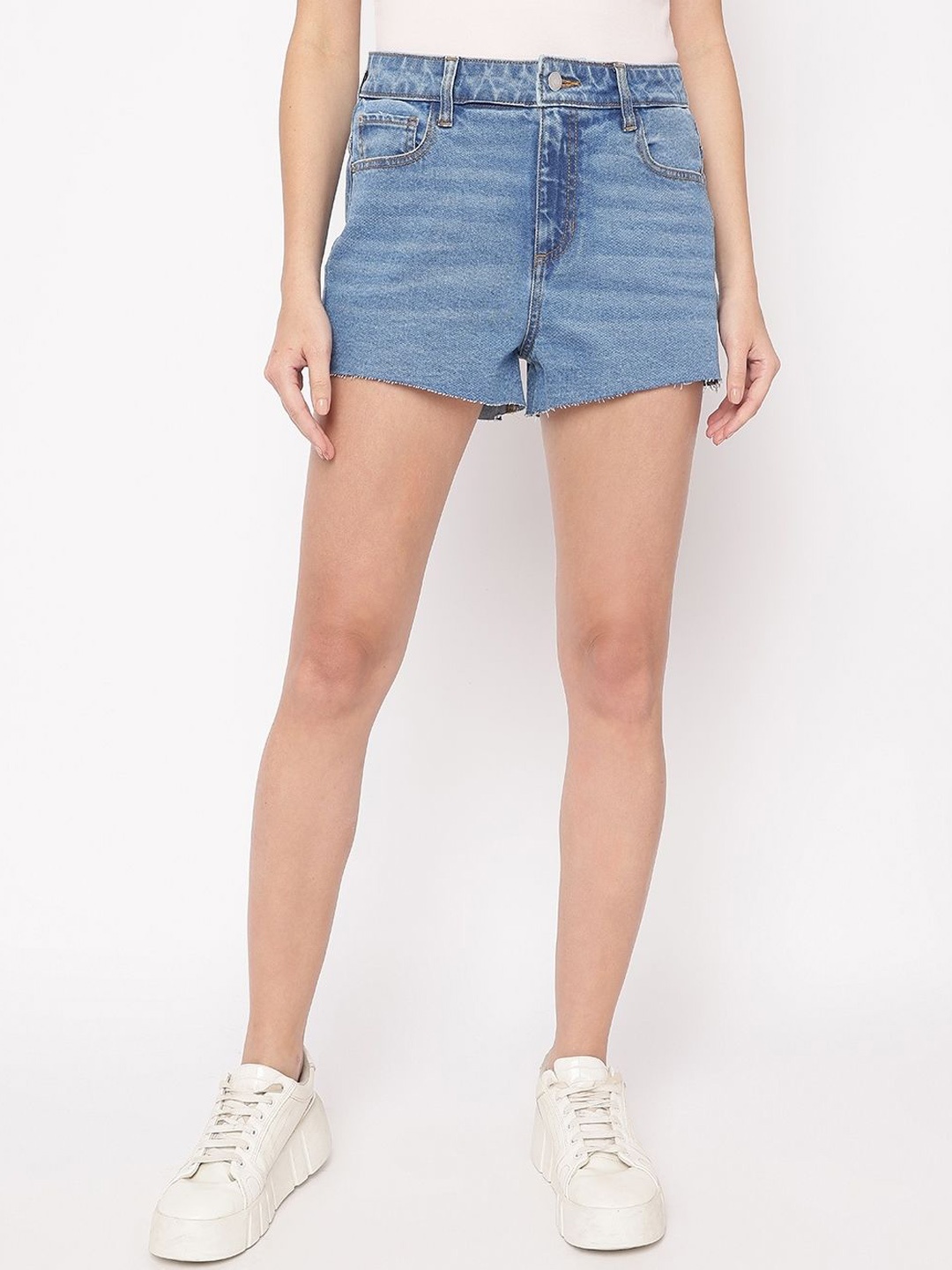 

GUESS Women High-Rise Denim Shorts, Blue