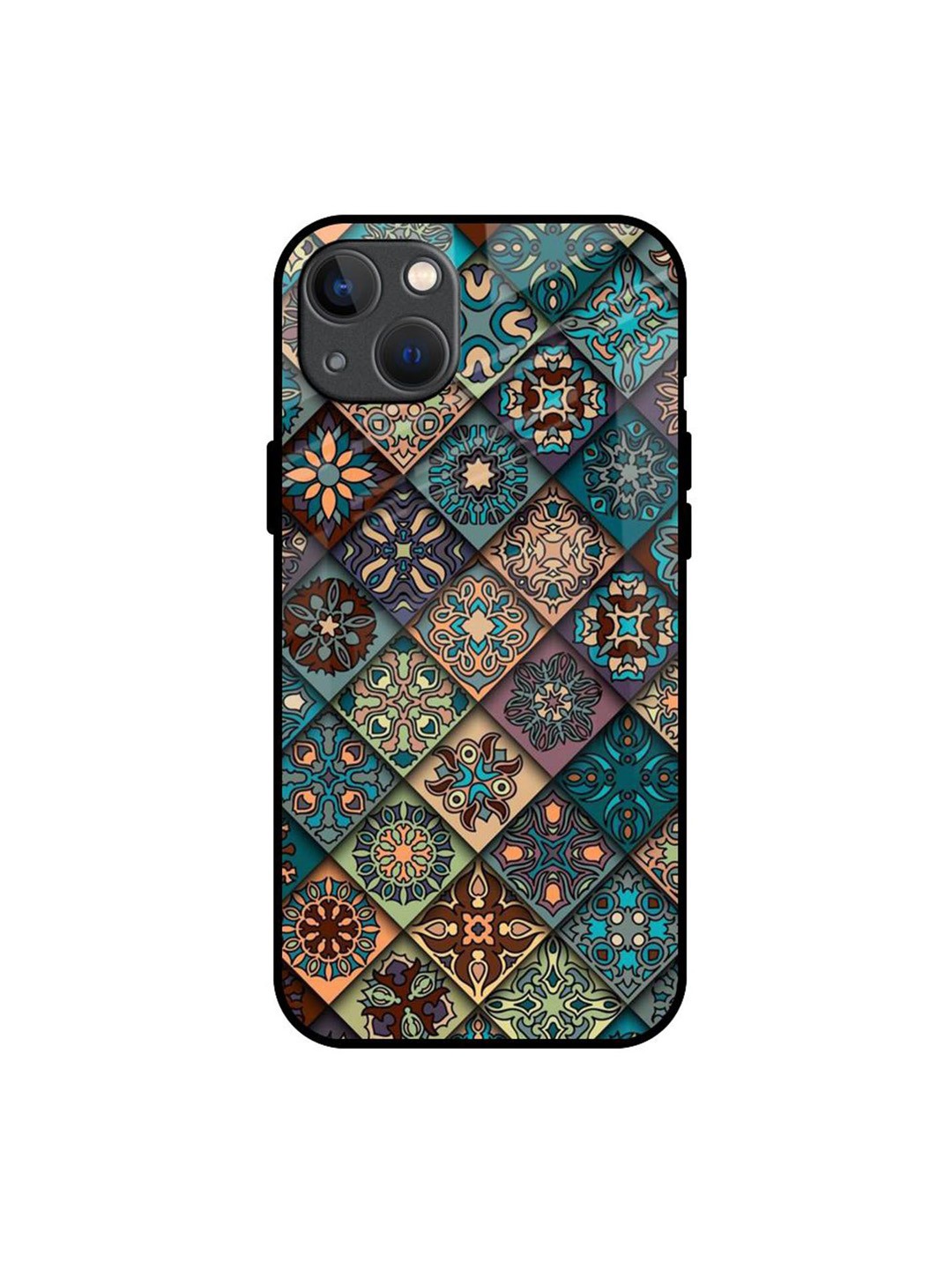 

QRIOH Quirky Printed iPhone 13 Mini Back Case Mobile Accessories, Turquoise blue