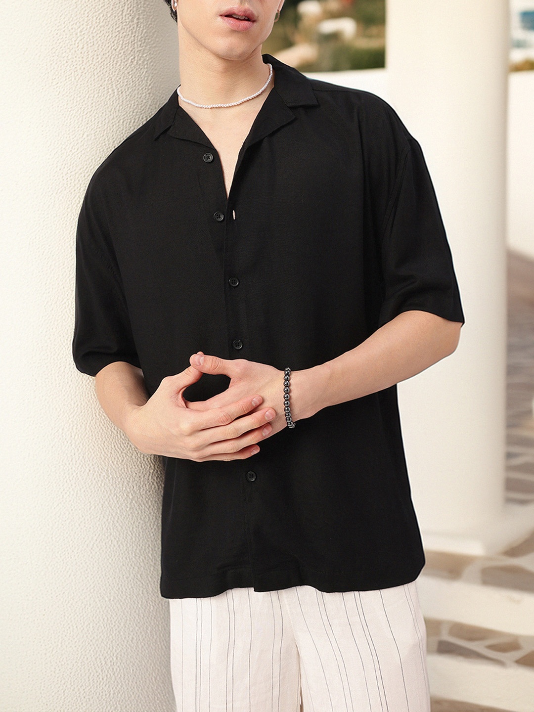 

Kook N Keech Vacanza Charm Oversized Fit Shirt, Black
