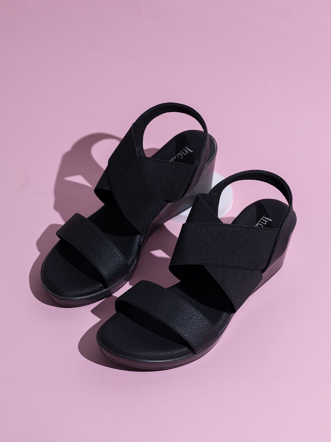 

Inc 5 Striped Party Wedge Sandals, Black