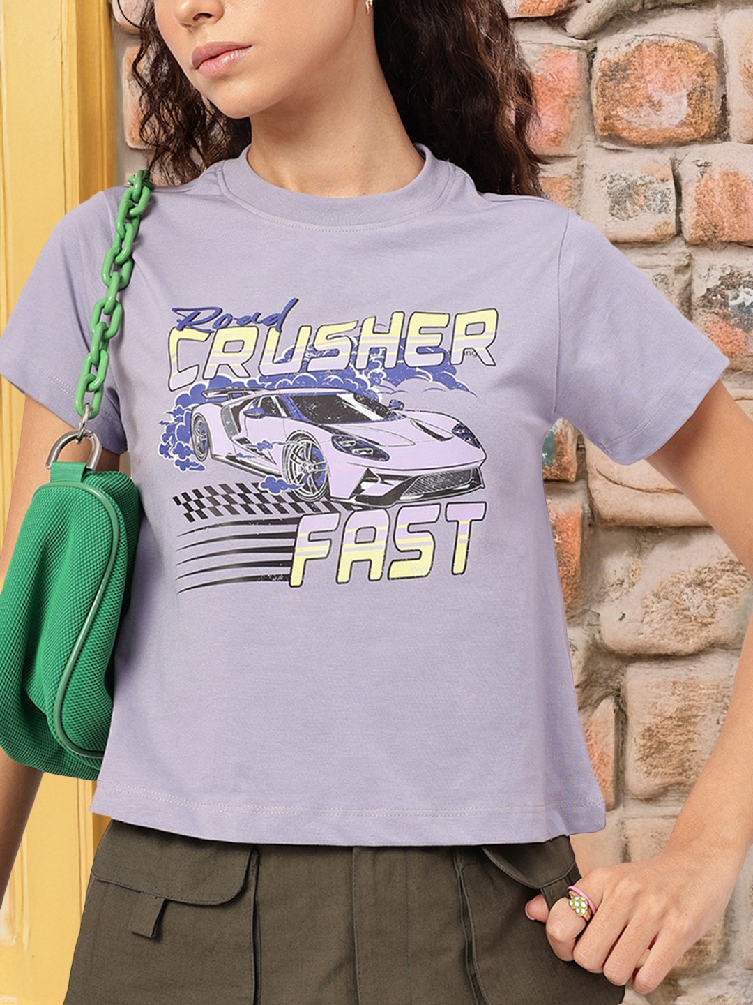 

DressBerry Pit Stop Prints Boxy Tee, Lavender