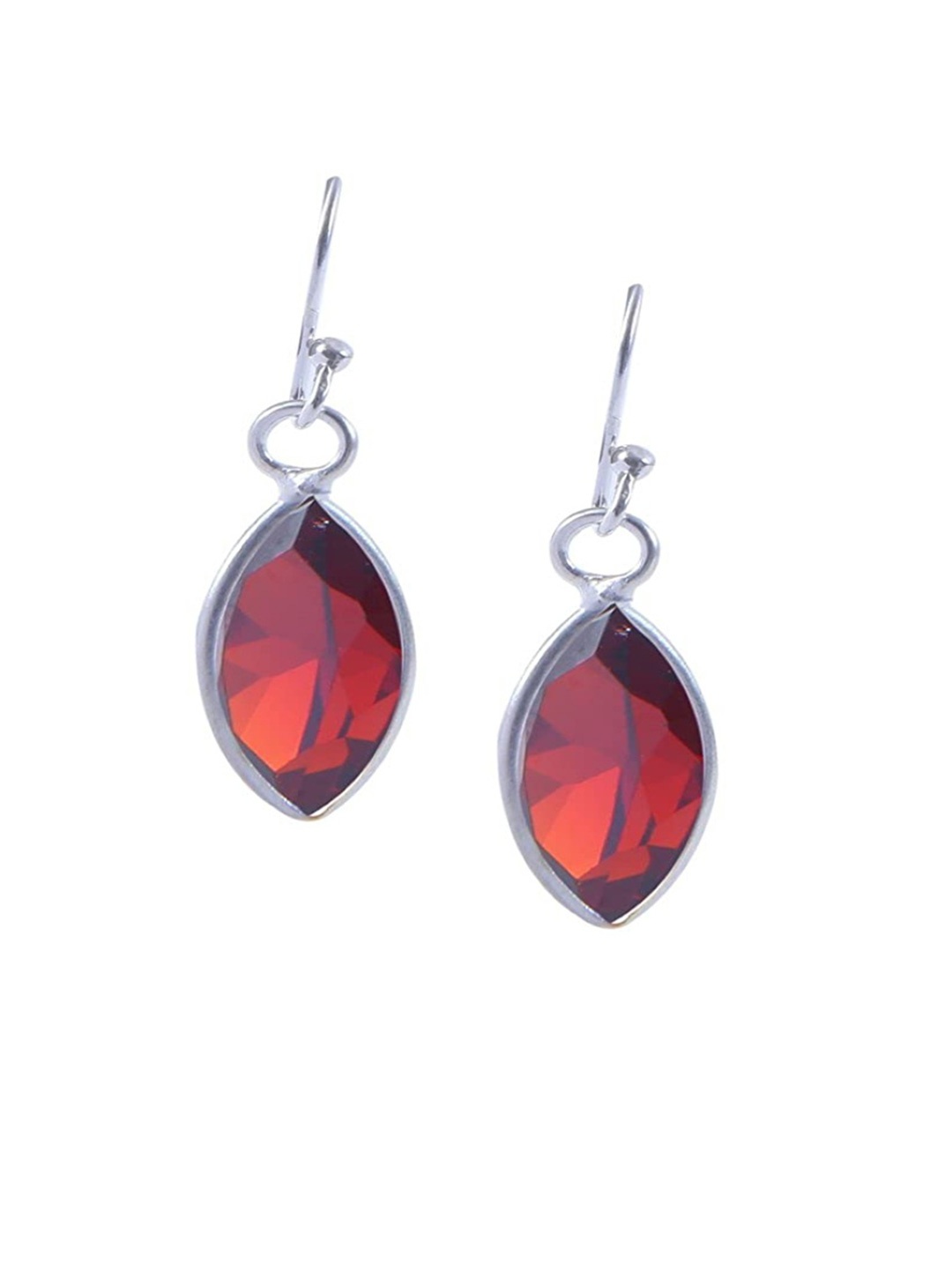 

Abhooshan 92.5 Sterling Silver Silver-Plated Cubic Zirconia Oval Hoop Earrings, Red