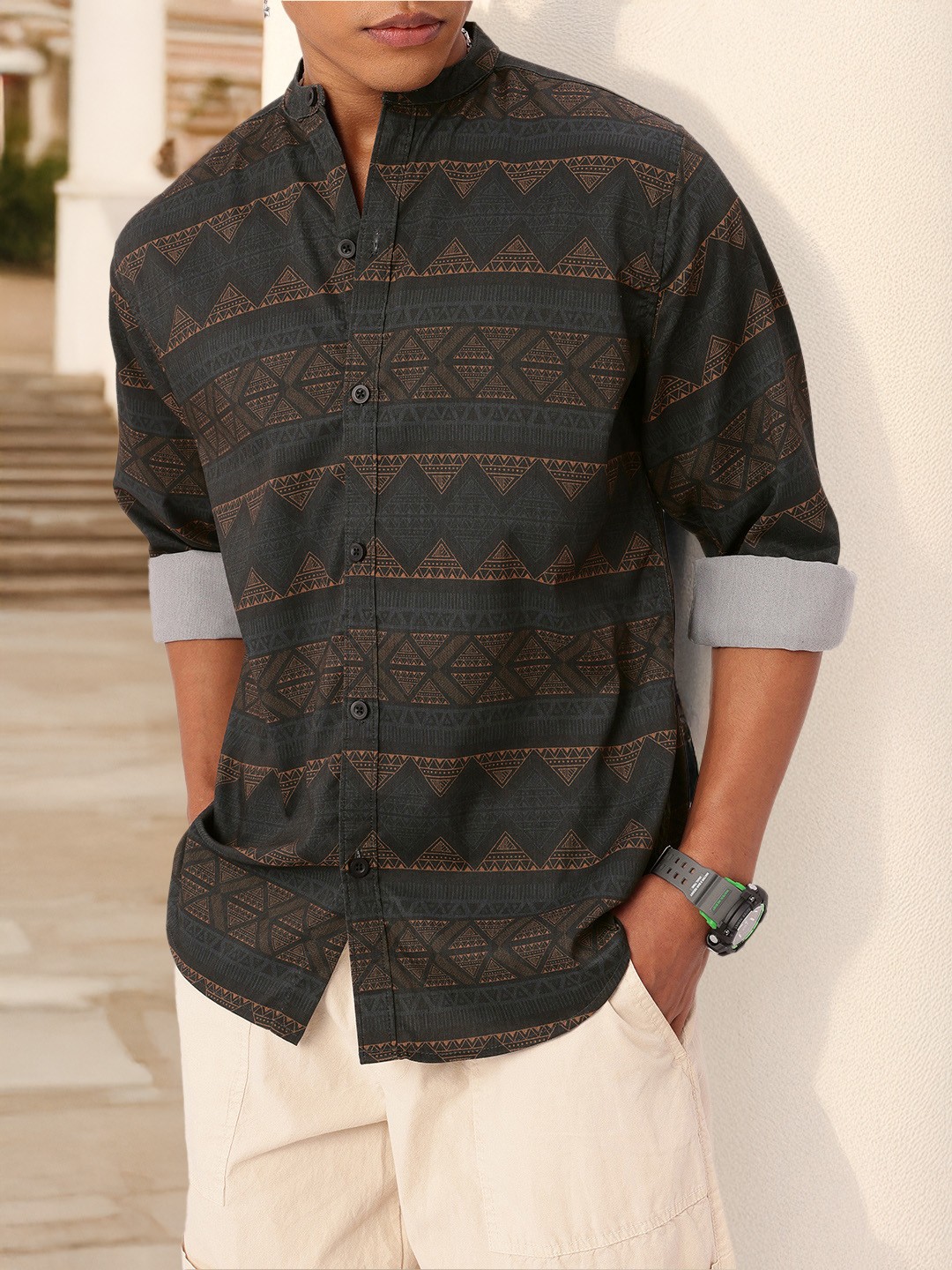 

Kook N Keech Indie Vibe Printed Relaxed Fit Shirt, Blue