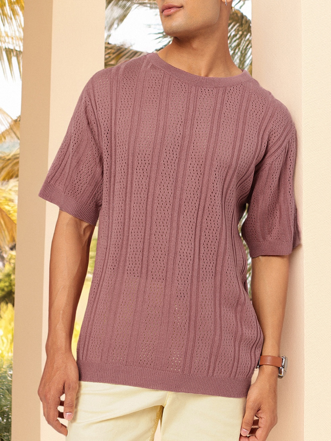 

Kook N Keech Flat Knit Luxe Oversized T-Shirt, Mauve