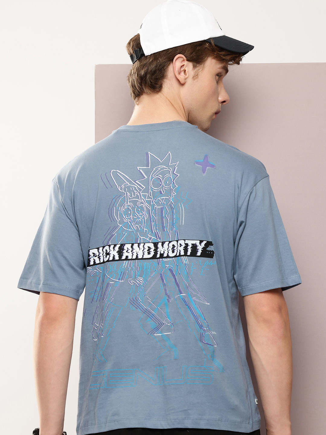 

Kook N Keech Rick & Morty Printed Drop-Shoulder Sleeves Pure Cotton Oversized T-shirt, Grey