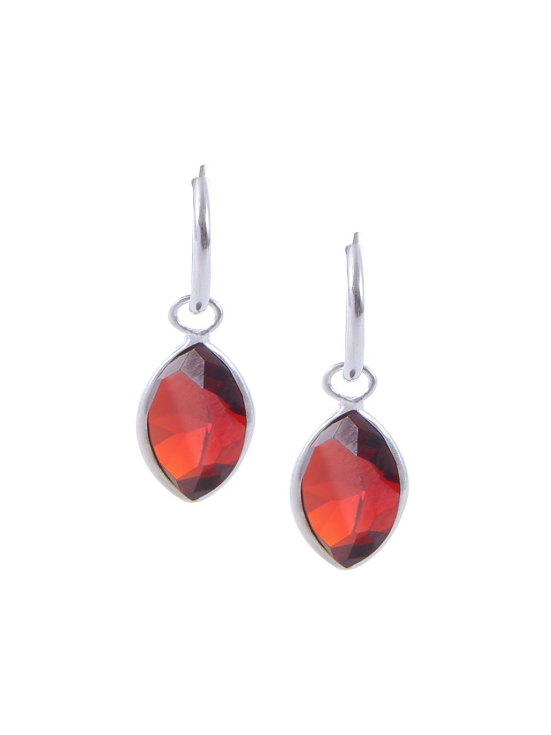 

Abhooshan Sterling Silver Silver-Plated Oval Hoop Earrings, Red