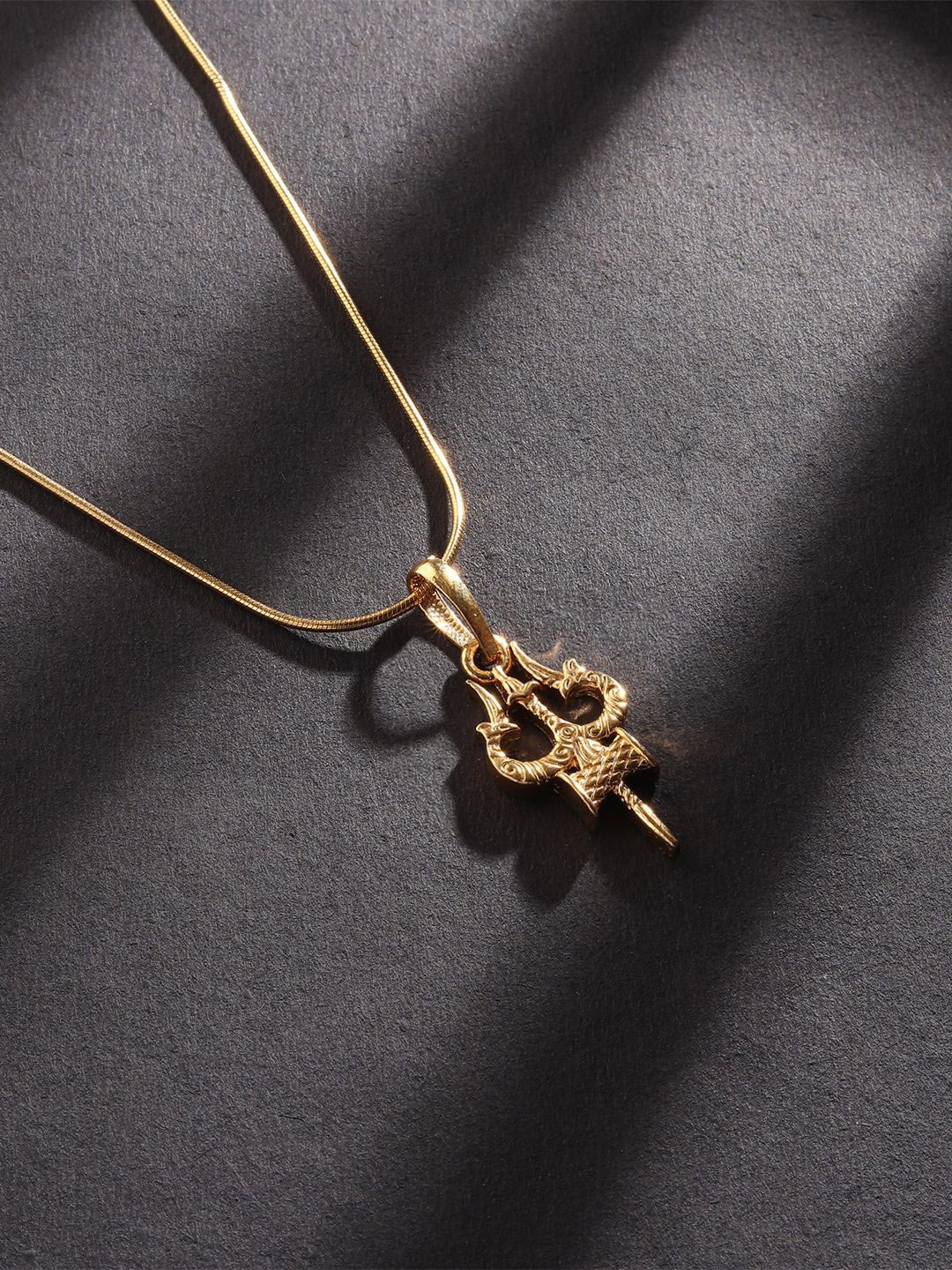 

AKSHAT SAPPHIRE Kids 925 Sterling Silver Gold-Plated Spritual Shiva Trishul Temple Pendant