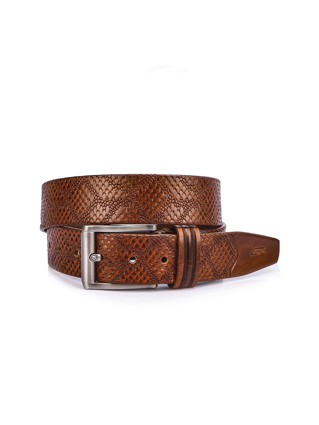 

GIL Men Textured Leather Formal Belt, Tan