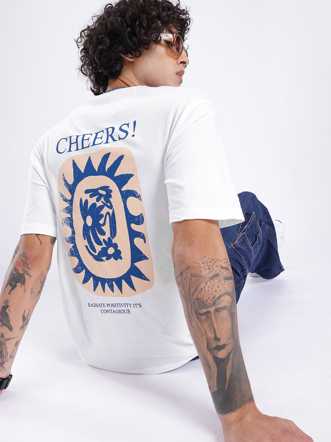 

glitchez Urban Chill Printed Relaxed Fit T-shirt, Blue