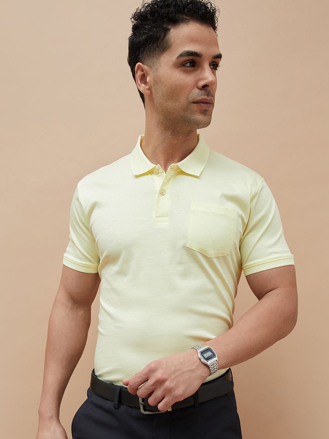 

CODE by Lifestyle Men Polo Collar Pockets T-shirt, Yellow