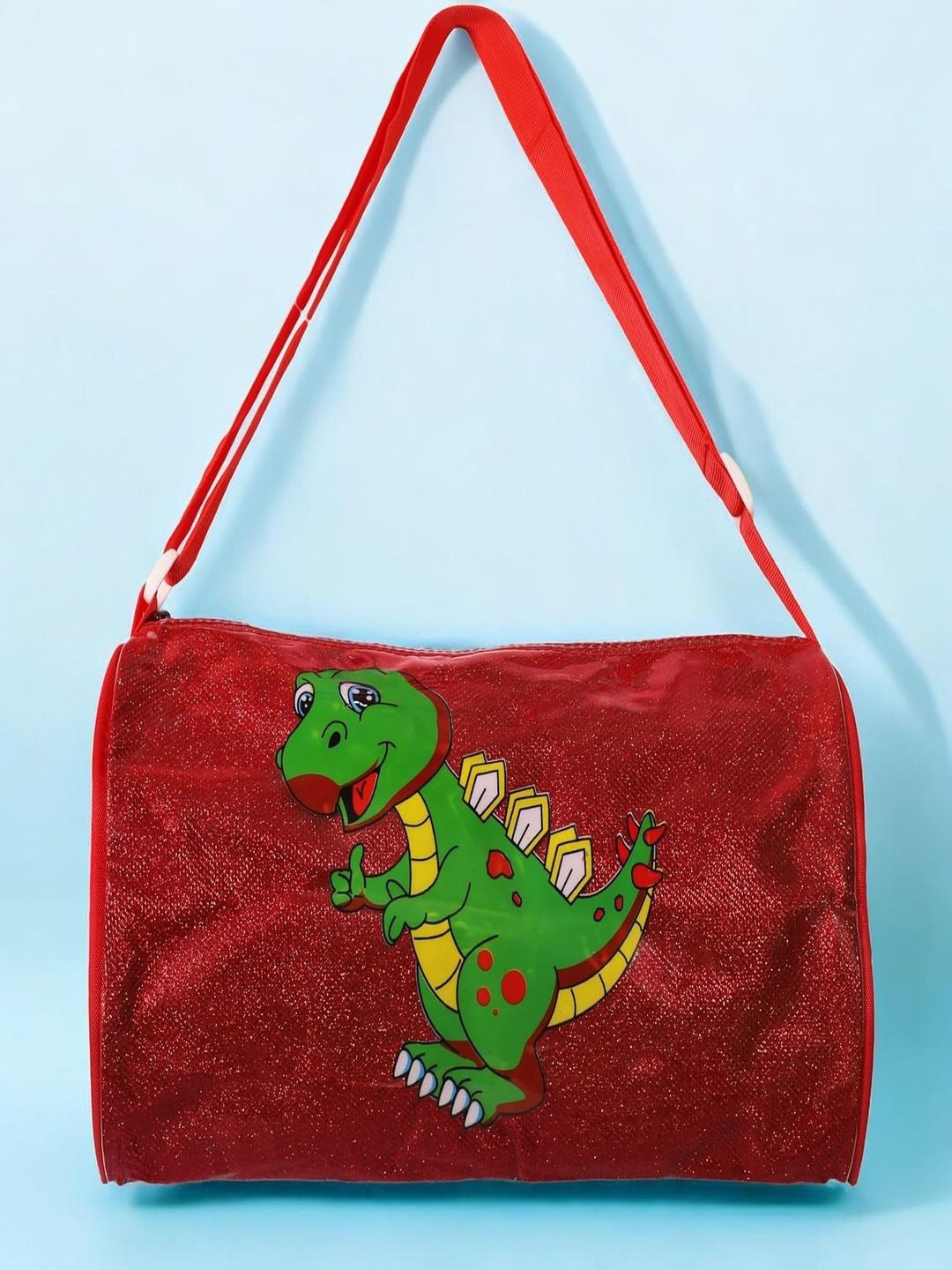 

ANNA CREATIONS Girls Printed Glitter Sports Duffel Bag, Red
