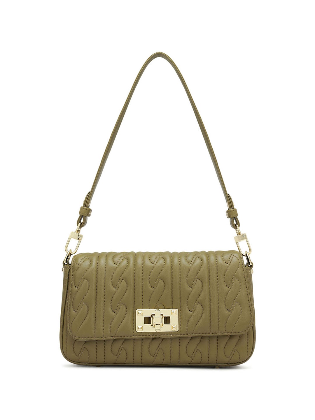 

Da Milano Textured Leather Shoulder Bag with Quilted, Green
