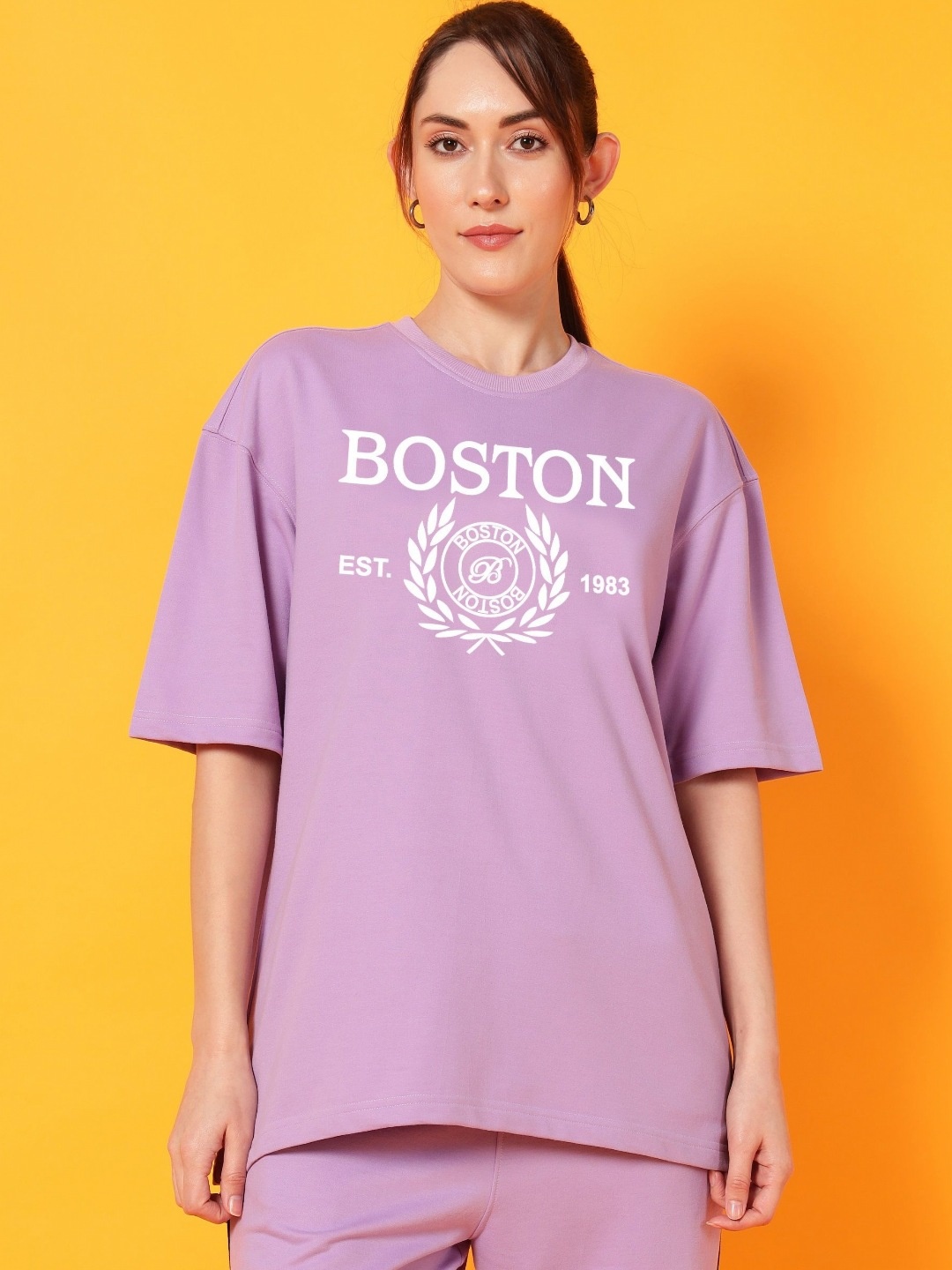 

Mast & Harbour Women Printed Drop-Shoulder Sleeves Abzorb T-shirt, Lavender