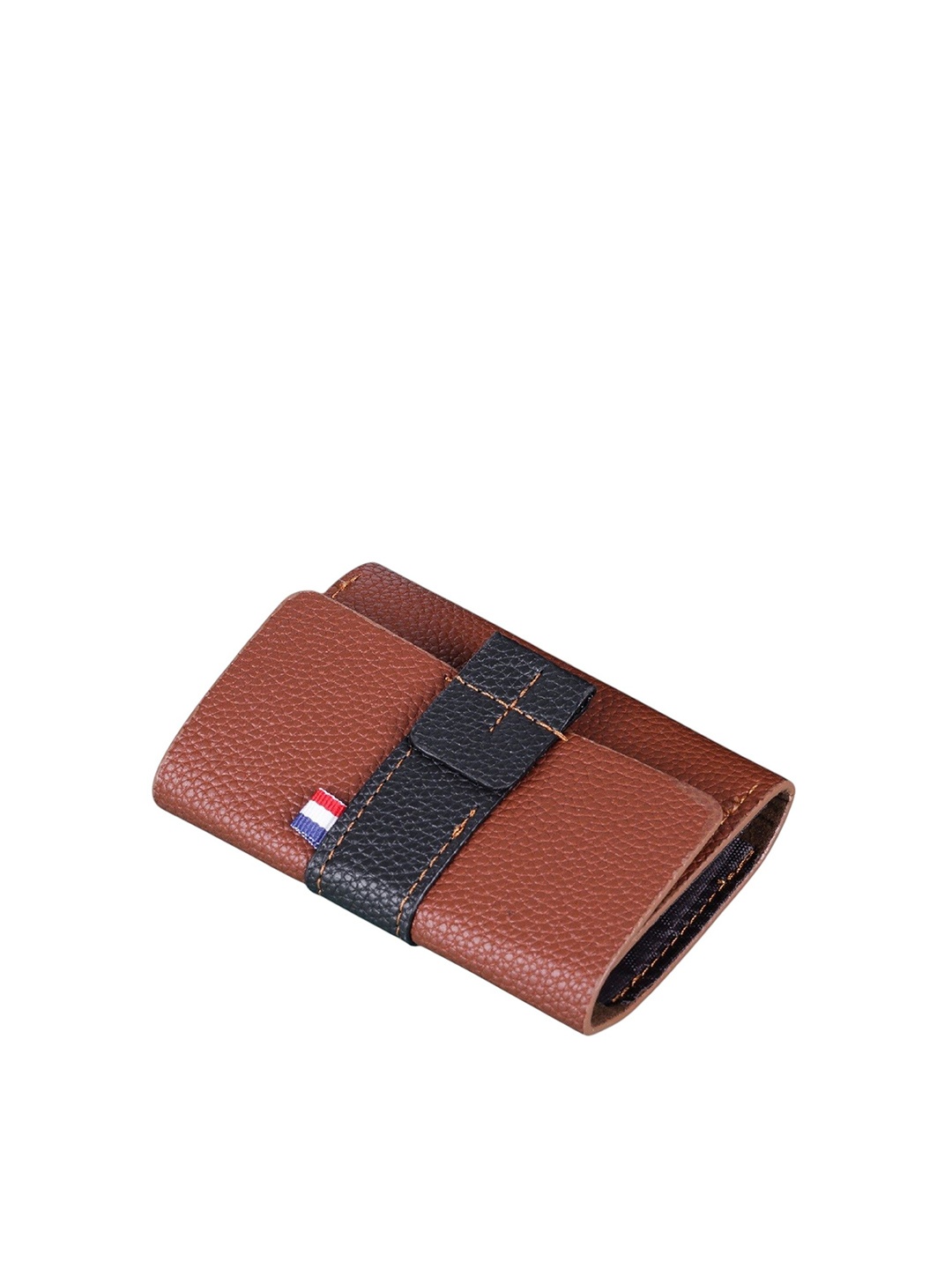 

WATCHSTAR Men Zip Detail Leather Card Holder, Brown