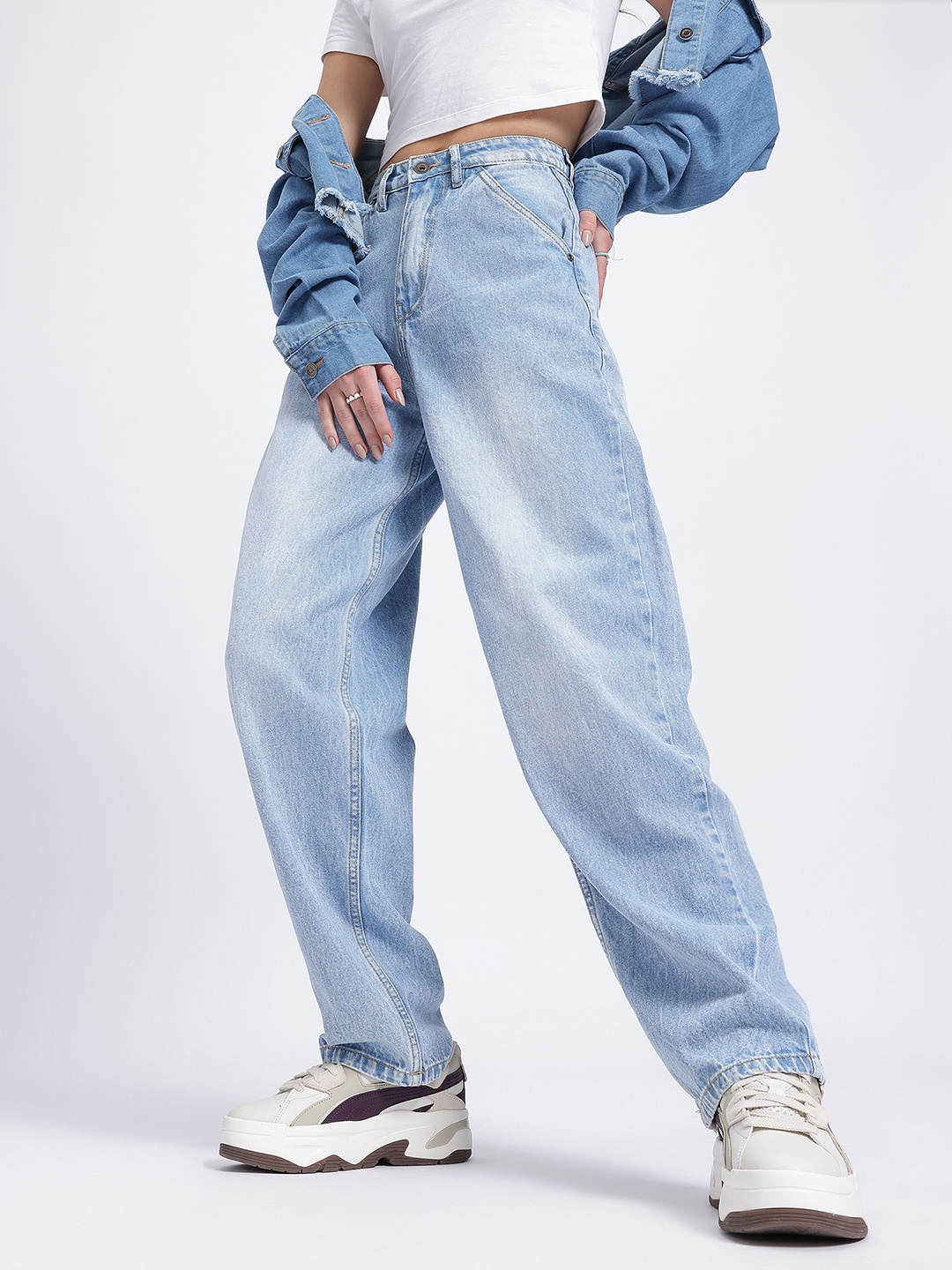 

glitchez Women Casual Swag Skater Fit Jeans, Blue