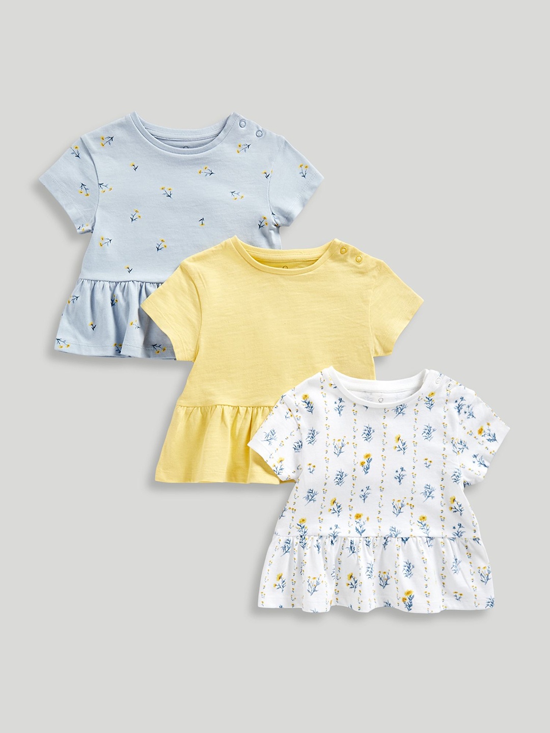 

mothercare Girls 3 Printed T-shirt, Yellow