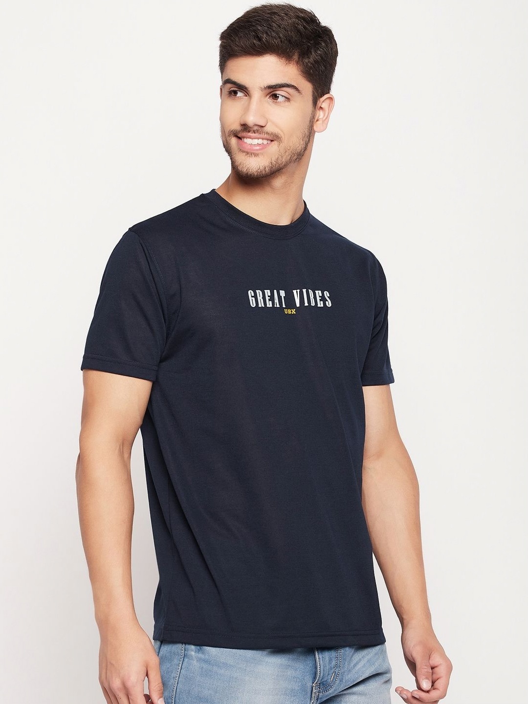 

UBX Men Printed T-shirt, Navy blue