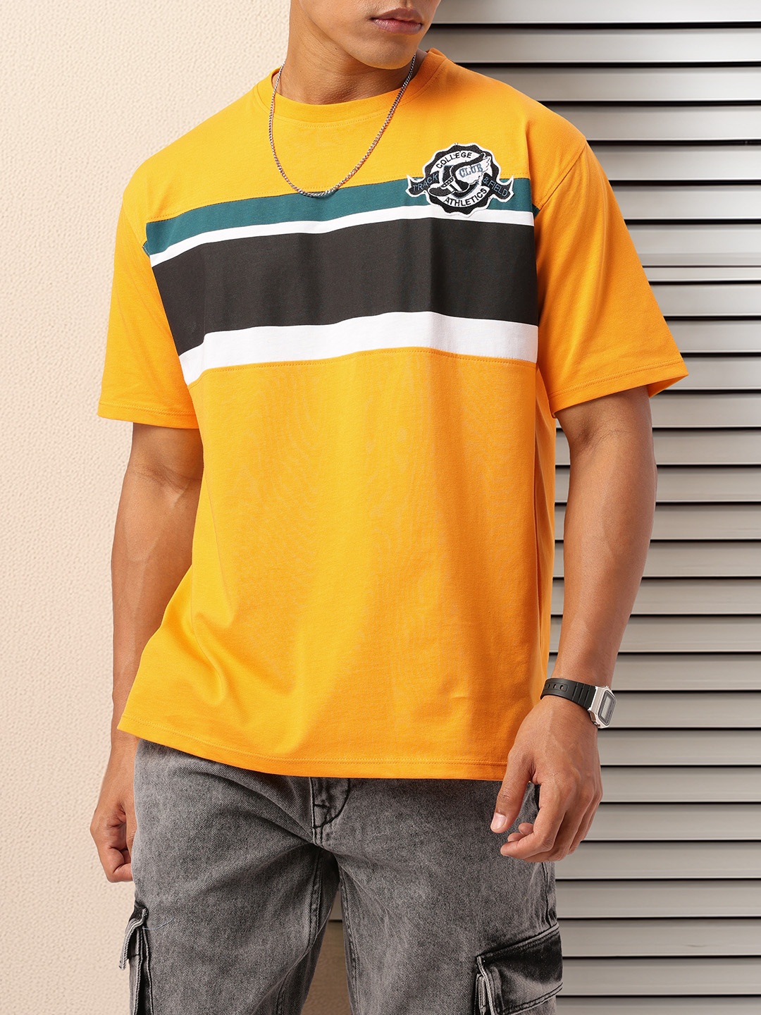 

Kook N Keech Street Attitude Striped Relaxed Fit T-shirt, Yellow