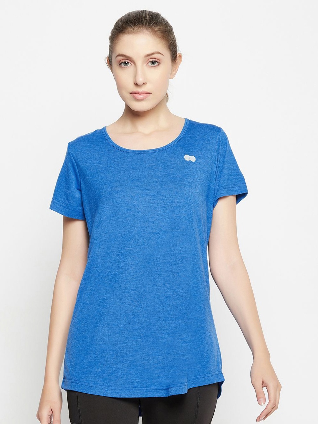 

Clovia Comfort Fit Longline Active T-shirt, Blue