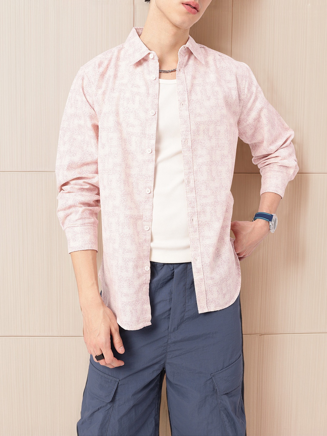 

Kook N Keech Minimalist Touch Abstract Printed Relaxed Shirt, Off white