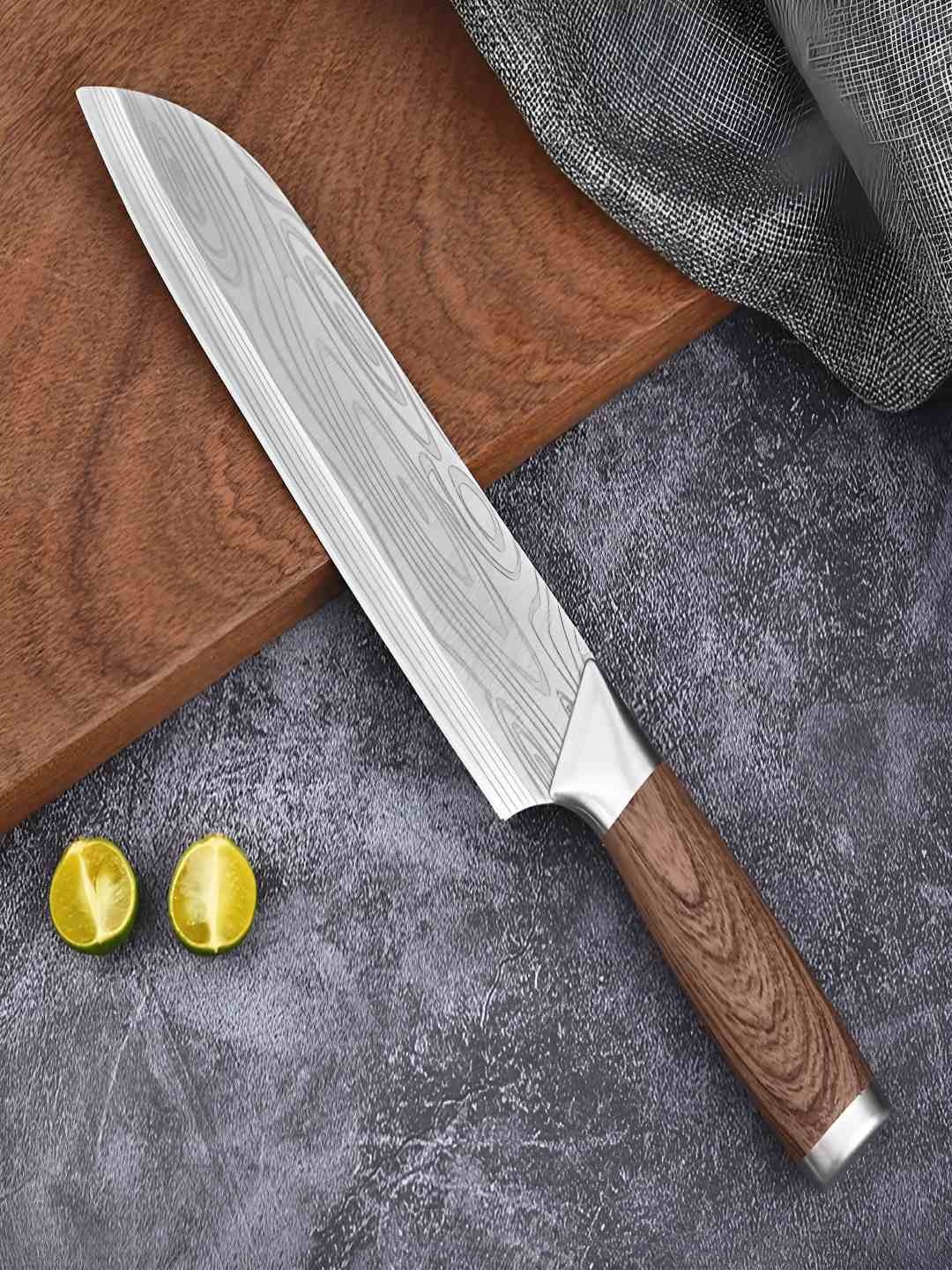 

MACHADO Stainless Steel Silver-Toned And Brown Japanese Gyuto Chef Knife